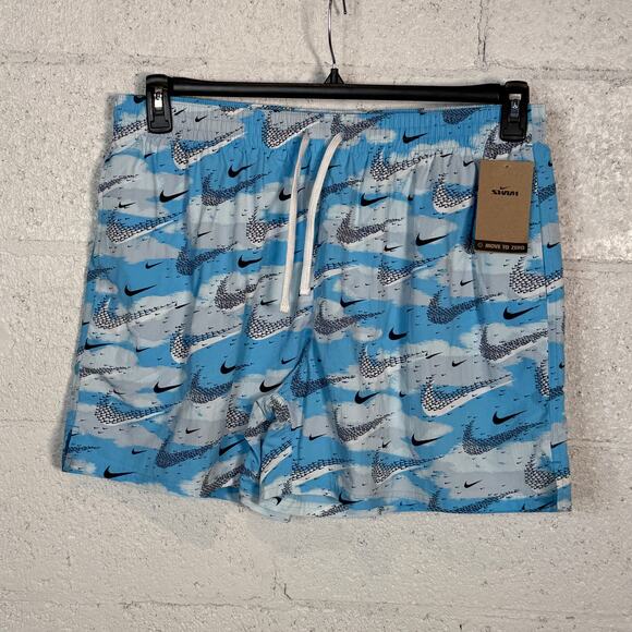 Nike Men's Flock Logo-Print 5" Swim Trunks - Aquarius Blue XXL (May run small) - Picture 1 of 7